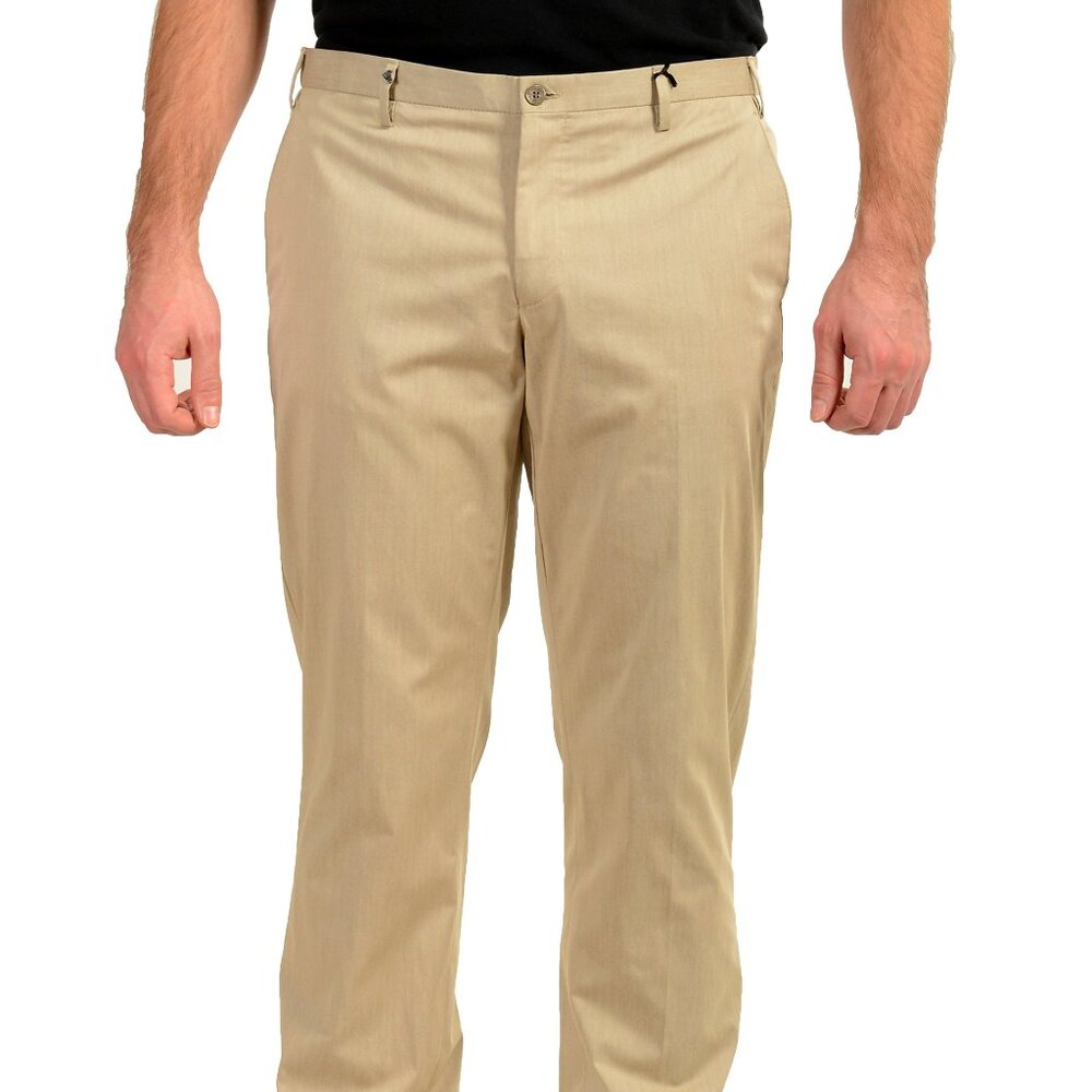 Versace Collection Men's Beige Flat Front Pants US 36 IT 52